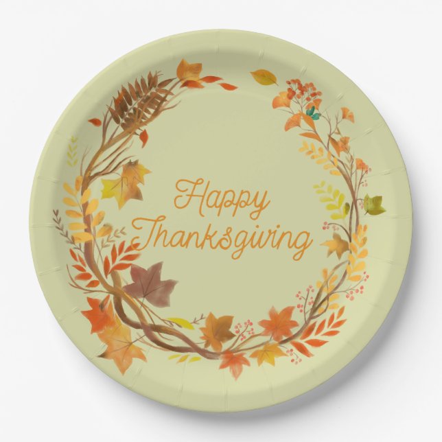 Prato De Papel Entretenimento de Ação de Graças Elegante (Frente)