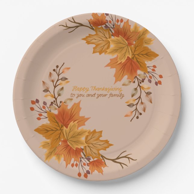 Prato De Papel Entretenimento de Ação de Graças Elegante (Frente)