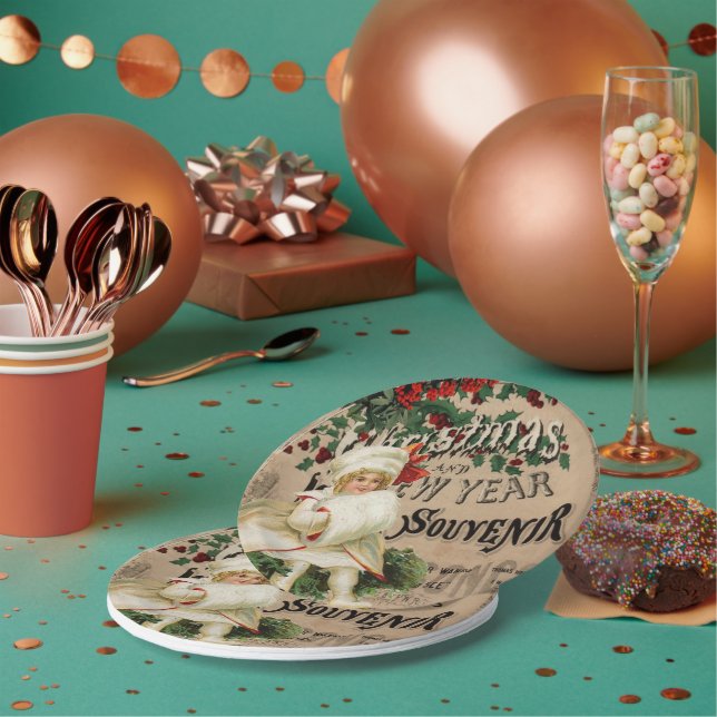 Prato De Papel Ephemera Natal Ano Novo Poster de Souvenir (Múltiplo)