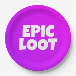 Prato De Papel Epic Loot Gamer Kids Neon Purple Text