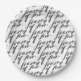 Prato De Papel época de amor com script manual