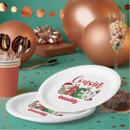 Prato De Papel Equipe de Natal do Primo Retro Personalizado