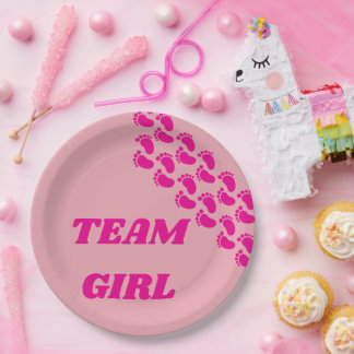 Prato De Papel Equipe de Revelação do Sexo Menino Menina Desenho