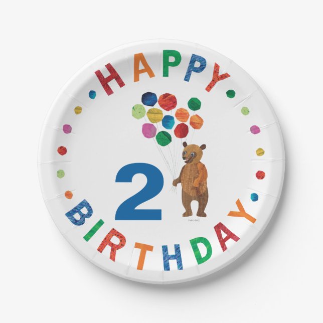 Prato De Papel Eric Carle | Urso-Marrom - Beary Happy Birday (Frente)