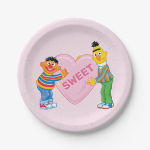 Prato De Papel Ernie & Bert Big Namorados Heart