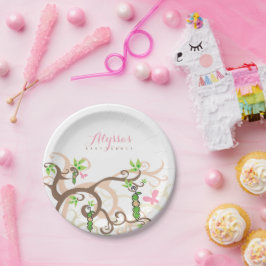 Prato De Papel Ervilha cor-de-rosa nas placas de papel de um chá