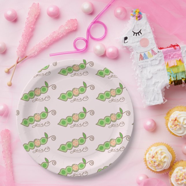 Prato De Papel Ervilha Rosa no Pod Recriação de Menina Doce Festa (Festa)