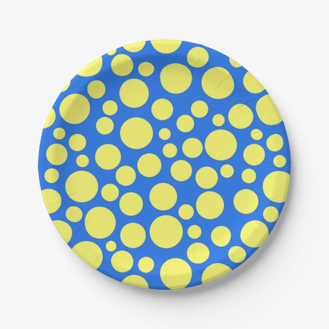 Prato De Papel Ervilhas amarelas sobre fundo azul-céu (Frente)