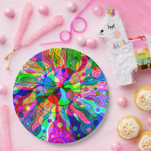 Prato De Papel Esboço de arte fantasiosa - Abstrato Neon Shift 1