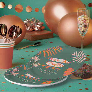 Prato De Papel Escapar as palmas Natal, um único e tropical