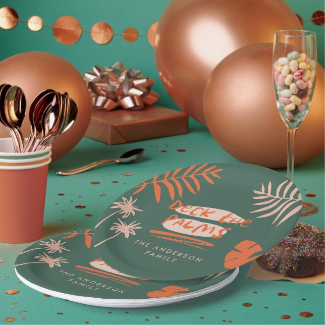 Prato De Papel Escapar as palmas Natal, um único e tropical (Múltiplo)