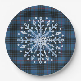 Prato De Papel Escocês Clan Tartan MacKay Blue Christmas