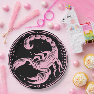 Prato De Papel Escorpião Astrologia Signo do Zodíaco Festa do Esc