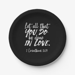 Prato De Papel Escritura de amor inspiracional - 1 Corintianos 16
