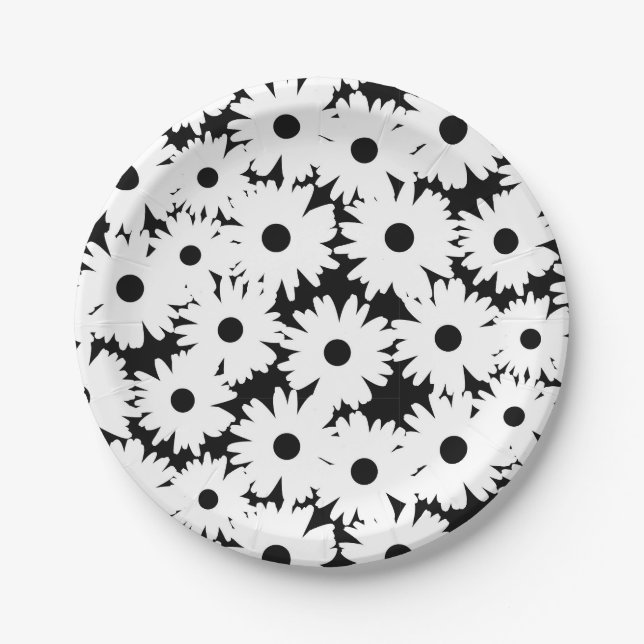 Prato De Papel Espaço Negativo é branco em preto (Frente)