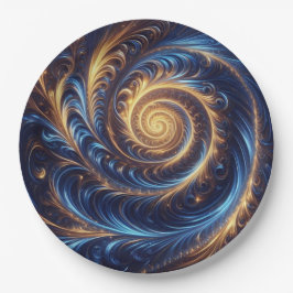 Prato De Papel Espaços Abstrato modernos - Real Azul e Suavimento