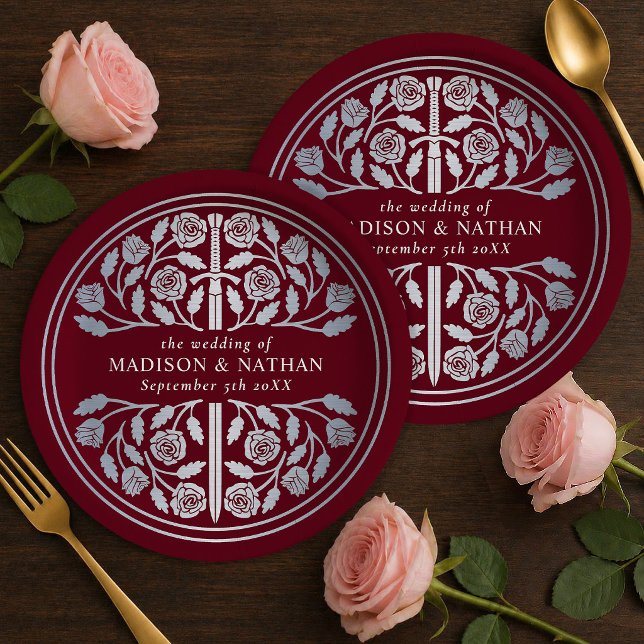 Prato De Papel Espada Medieval Real Prata Casamento Royal  (Criador carregado)
