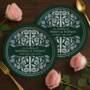 Prato De Papel Espada Medieval Real Prata Verde Casamento