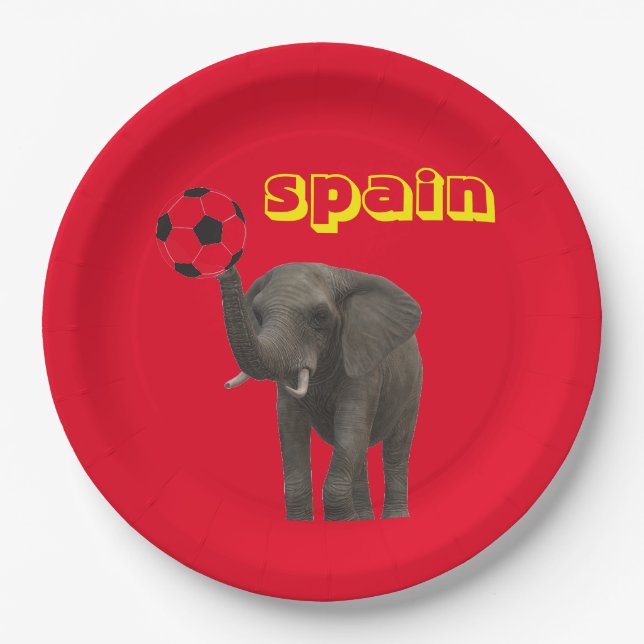 Prato De Papel Espanha Elefante Futebol Amarelo Moderno (Frente)