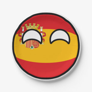 Prato De Papel Espanha Geeky de tensão engraçada Countryball