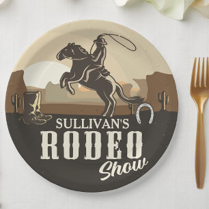 Prato De Papel Espectáculo de Rodeio Western Lasso Roping Roundup