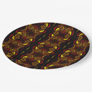 Prato De Papel Espelhamento de traços curvos de ouro vermelho com