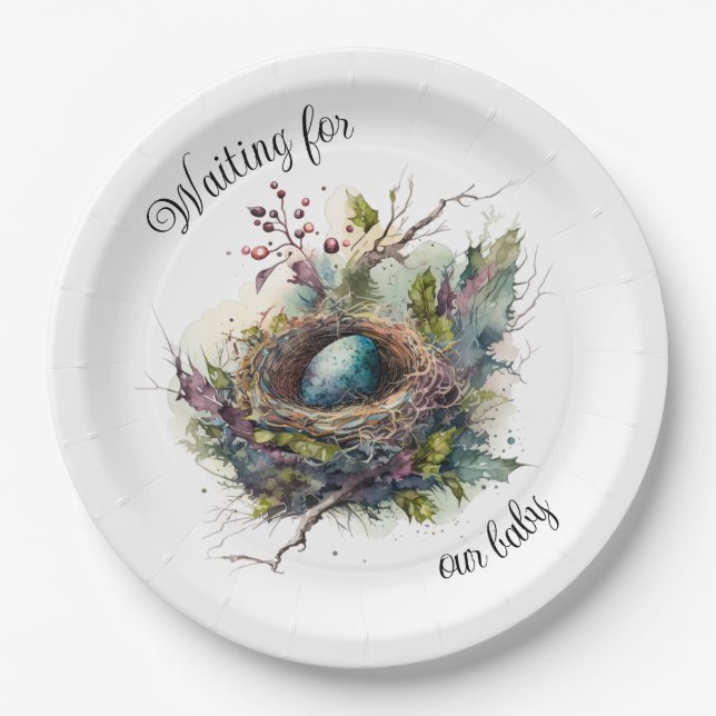 Prato De Papel Esperando pelo nosso bebê (Frente)