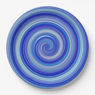 Prato De Papel espiral azul rico