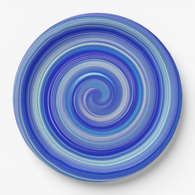 Prato De Papel espiral azul rico (Frente)