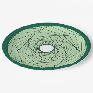 Prato de Papel - Espiral de Ilusão Óptica Verde