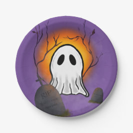 Prato De Papel Espírito de Lua Laranja-Roxa no cemitério