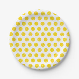 Prato De Papel Esportes Brancos de Bolinhas Amarelo-Piceball