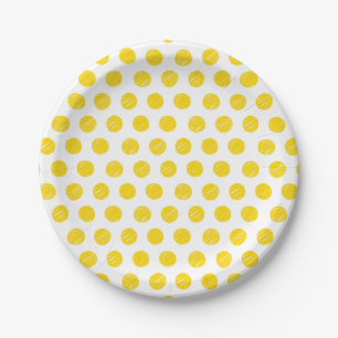 Prato De Papel Esportes Brancos de Bolinhas Amarelo-Piceball
