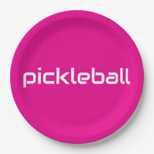 Prato De Papel Esportivo Moderno Rosa Brilhante Texto de PICKLEBA
