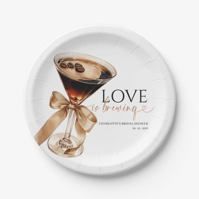 Prato De Papel Espresso Martini Amor Está a Fermentar Chá de Pane (Frente)