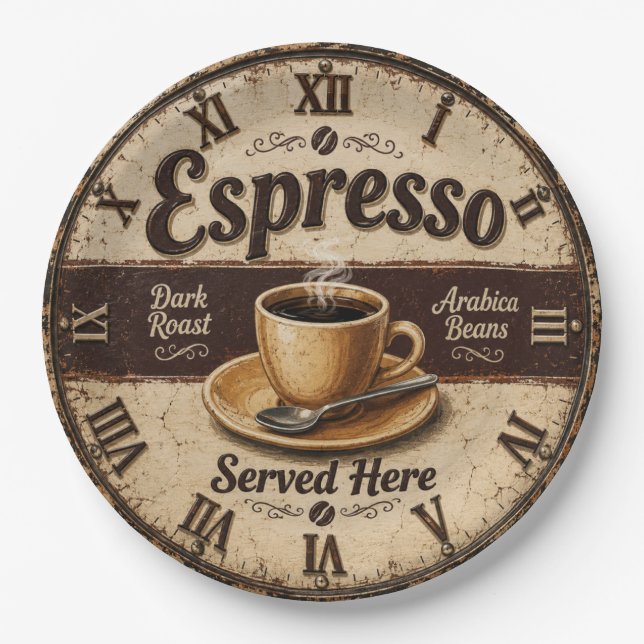 Prato De Papel Espresso Vintage Coffee Bar (Frente)