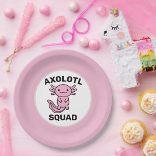 Prato De Papel Esquadrão engraçado e fofo de Axolote personalizáv