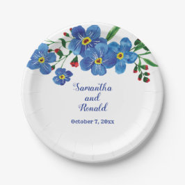 Prato De Papel Esqueça-me não Blue Floral Watercolor Paper