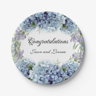 Prato De Papel Esqueça-Me-Não Flores Aquarela Elegante