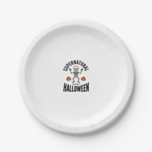 Prato De Papel Esqueleto de Halloween Supernatural Engraçado Vint