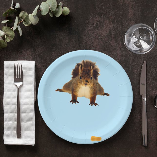 Prato De Papel  Esquilo vermelho-nódoo na neve (Criador carregado)