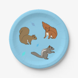 Prato De Papel Esquilos Azuis