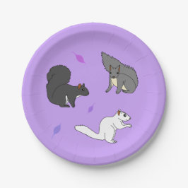 Prato De Papel Esquilos Roxo