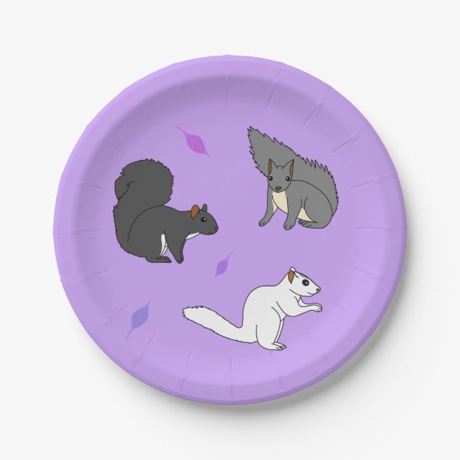 Prato De Papel Esquilos Roxo (Frente)