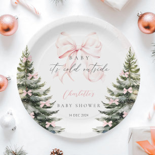 Prato De Papel Está frio fora do Chá de fraldas rosa-Arco