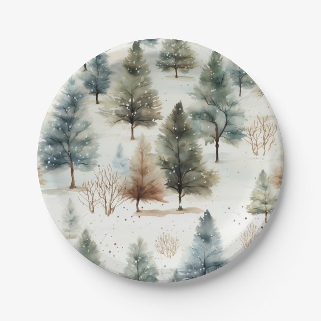 Prato De Papel Está nevando nos abetos - (Frente)