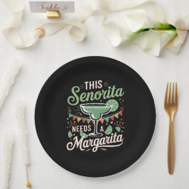 Prato De Papel Esta senhorita precisa de uma Margarita - Margarit