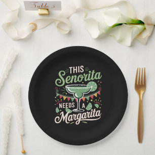 Prato De Papel Esta senhorita precisa de uma Margarita - Margarit
