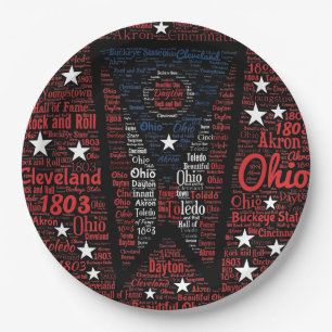 Prato De Papel Estado de Ohio Buckeyes Paper Plates 9"