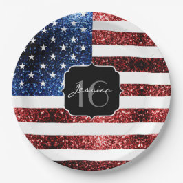 Prato De Papel Estados Unidos bandeira vermelho faíscas azul doce